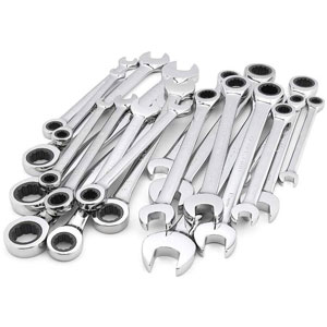 12-pc.Stubby Ratcheting Combination Wrench Set Roll-up Storage Pouch Metric